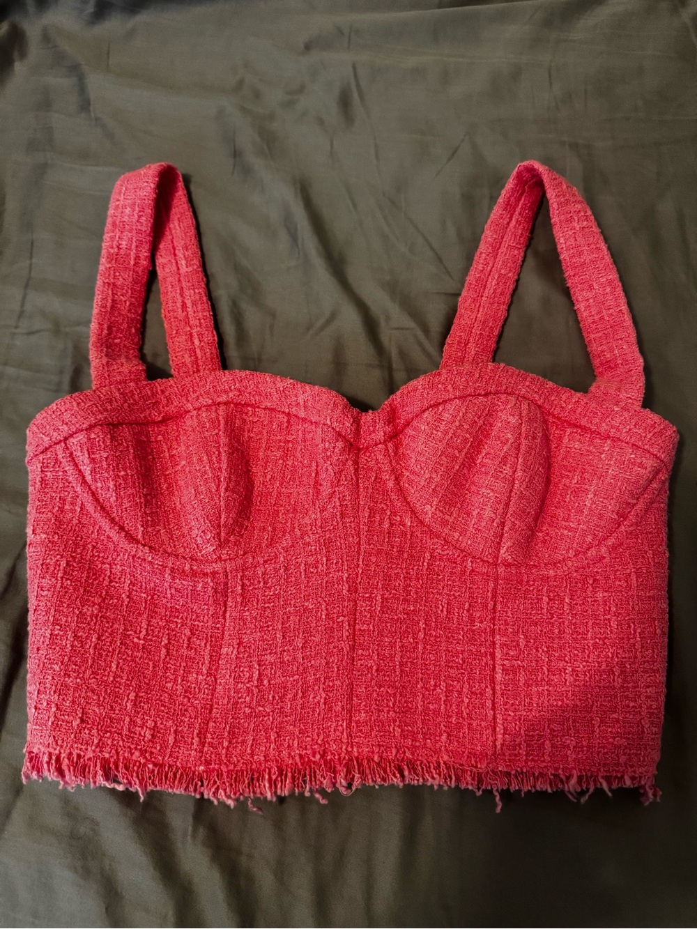 Zara Pink Tweed Bustier Crop Top